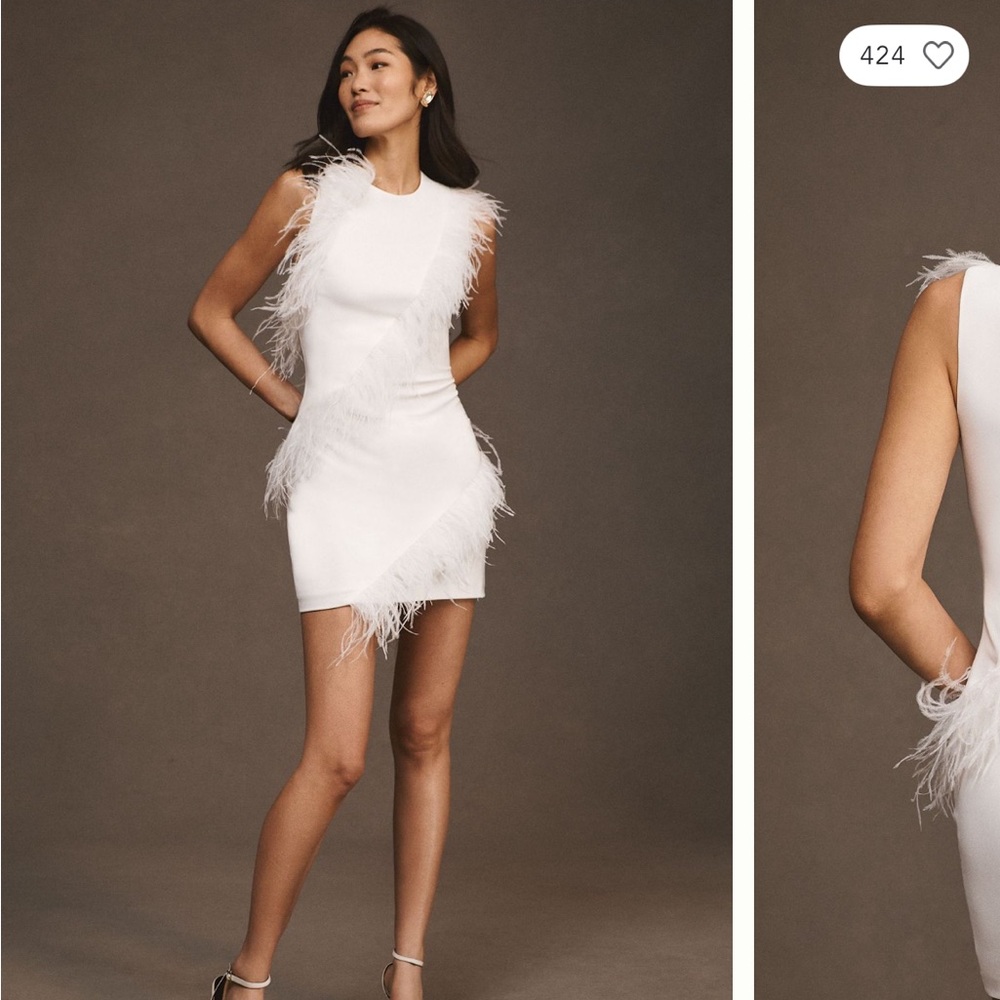 Hutch White Feathered Dress - Picture 3 of 7
